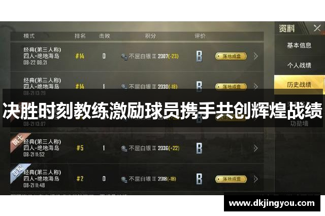 决胜时刻教练激励球员携手共创辉煌战绩